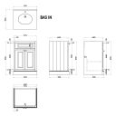 Richmond White Floor Standing Traditional Vanity Unit with White Marble Top 600mm Dimensions