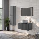 Wish Ribbed Charcoal Wall Hung Tall Storage Cabinet
