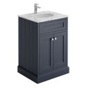 Richmond Midnight Grey Floor Standing Traditional Vanity Unit with White Marble Top 600mm