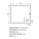 Kstone Rectangular Shower Tray 900x800mm Spec Drawing