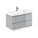 Neon Gloss Light Grey Wall Hung Vanity Unit with Ceramic Basin 900mm