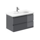 Neon Gloss Titanium Grey Wall Hung Vanity Unit with Lynx Resin Basin 900mm