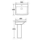 Veto Square Full Pedestal Basin Spec Drawing
