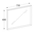 Venus Gloss White Beveled Edge Framed Bathroom Mirror 750x600mm Spec Dimension Drawing