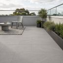 Calgary Grey Stone Outdoor Porcelain Tile 600x900mm roomset 