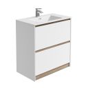 Newbury Floor Standing Vanity Unit in Matt White & Sawn Oak - 800mm