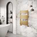 Brushed Gold Heated Towel Rail - 800x500mm Roomset