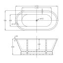Glendale Matt Black Industrial Freestanding Acrylic Bath 1676x780mm - dimensions