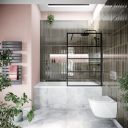Amien Matt Black Horizontal Bath Screen 1500x800mm
