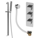 Liva Chrome Triple Control Shower Pack with Slider Rail & Overflow Bath Filler