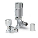 Thermostatic Chrome Angled Pair of Radiator Valves