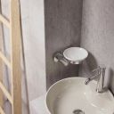Round Chrome Ceramic Soap Dish Holder