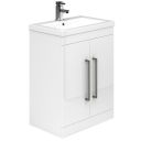 Nante Gloss White Floor Standing Vanity Unit with Ceramic Basin 600mm