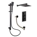 Zena Matt Black Square Triple Outlet Shower Pack