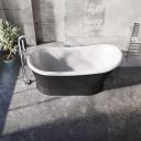 Hoff Matt Black Industrial Freestanding Acrylic Bath 1676x780mm - Roomset