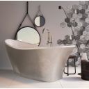 Modern roomset showing the Eton Silver Freestanding Acrylic Bath 1750x750mm