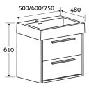 Winslow Grey Ash Wall Hung Vanity Unit with Basin 750mm