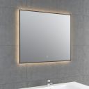 Rione Black Rectangular Backlit LED Heated Mirror 600mm