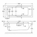 Carron Quantum Integra Carronite Twin Grip Single Ended Bath 1650x700mm