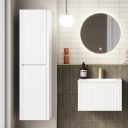Bryce Ribbed Matt White Tall Storage Unit