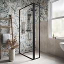 Amien Matt Black Clear Glass Pivot Return Panel 300mm