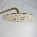 Aqualisa S3 Gold Wall Fixed Shower Head detailed view upon a white tiled background