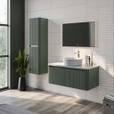 800mm Wish Ribbed Wall Hung Vanity Unit in Green with White Worktop - lifestyle image