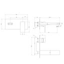 Zena Brushed Bronze Wall Mounted Bath Mixer Tap dimensions
