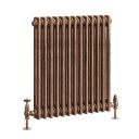 Clement Antique Copper Double Horizontal Column Radiator - 600x605mm