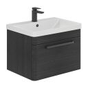 Esk Black Wall Hung Vanity Unit and Basin with Black Handles 800mm