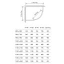 Fabio Sliding Shower Door Quadrant Spec Drawing