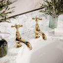 Grosvenor Gold Basin Pillar Taps - lifestyle image