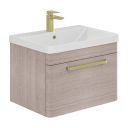 Esk Stone Grey Wall Hung Vanity Unit and Basin with Brushed Gold Handles 800mm