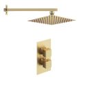 Zena Brushed Gold Single Outlet Square Concealed Valve with Shower Head