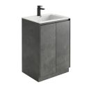 Odion Concrete Floor Standing Vanity Unit with White Basin 600mm
