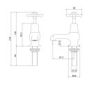 Burlington Claremont Chrome Pair of Traditional 3" Quarter Turn Basin Pillar Taps
