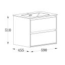 Newbury Wall Hung Vanity Unit in Matt Black & Sawn Oak - 600mm Spec Drawing
