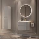 Liora White Ribbed Wall Hung Vanity Unit with Basin & LED Light Strip - 600mm