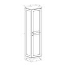 Technical drawing of a traditional matt white floor standing tall storage unit with dimensions