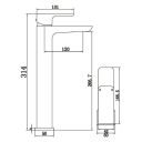 Zena Chrome Tall Basin Mixer Tap dimensions
