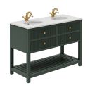 Addison Ribbed Green 1200mm Floor Standing Vanity Unit