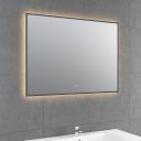 Rione Rectangular Black Backlit LED Heated Mirror 1000x550mm