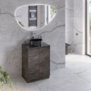 Odion 600mm Floor Standing Vanity Unit in Metallic with Black Worktop