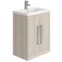 Nante Light Elm Floor Standing Vanity Unit with Ceramic Basin 600mm