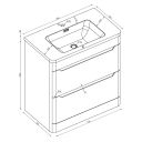 Floor Standing 800mm Vanity Unit in Royal Blue Dimensions