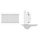 Utah White Single Horizontal Radiator 600x1180mm Spec Drawing