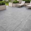 Cumbria Grey Stone Outdoor Porcelain Tile 600x900mm roomset