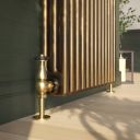 Clement Antique Brass Triple Horizontal Column Radiator - 400x1190mm