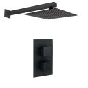 Zena Matt Black Single Outlet Square Concealed Valve with Shower Head