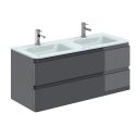 Neon Gloss Titanium Grey Wall Hung Vanity Unit with Opal Glass Basin 1200mm
